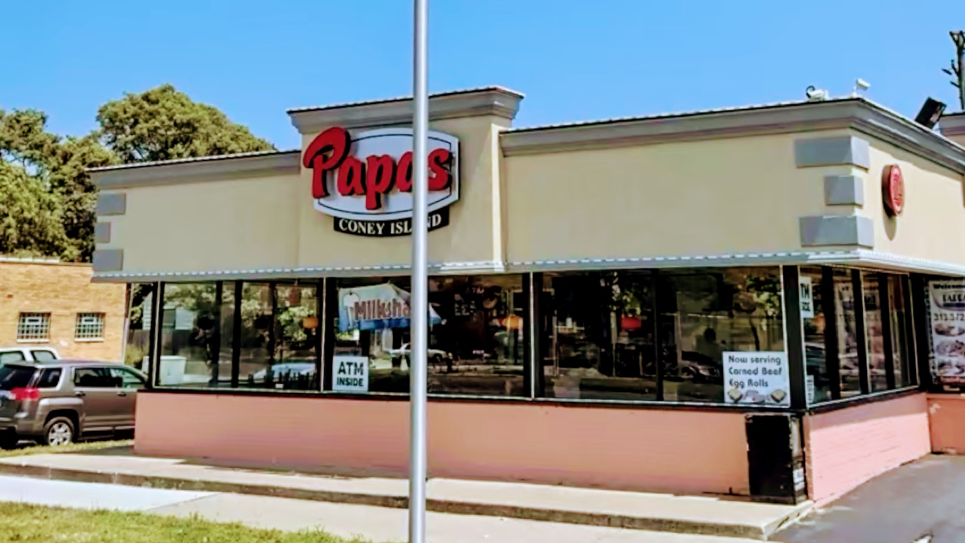 Papa's Coney Island storefront on Kelly Rd, Detroit